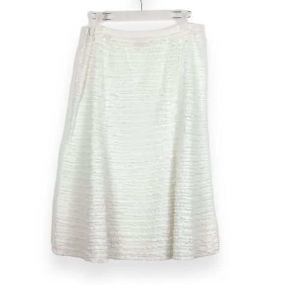 MICHAEL KORS White Flared A-line Ruffled Midi Skirt size 2 - Picture 1 of 5